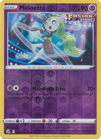 Pokemon Card Fusion Strike 124/264 Meloetta Reverse Holo Rare