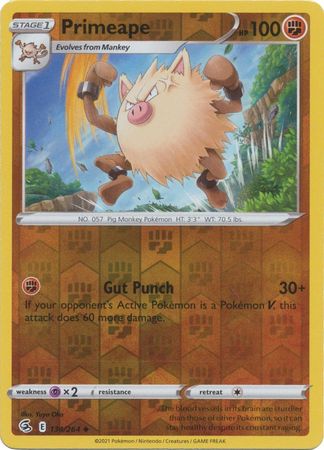 Pokemon Card Fusion Strike 134/264 Primeape Reverse Holo Uncommon