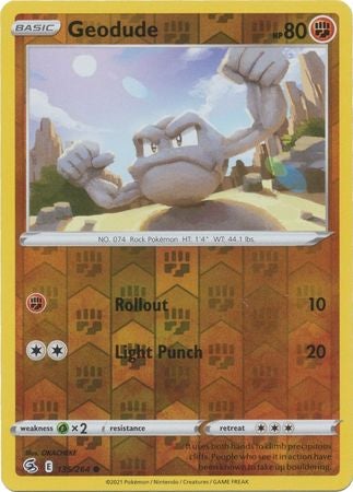 بطاقة بوكيمون فيوجن سترايك 135/264 Geodude Reverse Holo Common