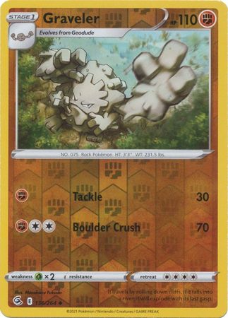 لعبة Pokemon Card Fusion Strike 136/264 Graveler Reverse Holo غير شائعة