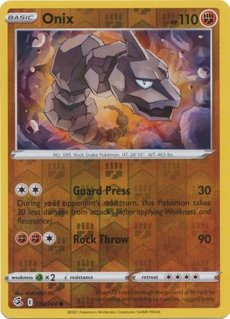 بطاقة Pokemon Fusion Strike 138/264 Onix Reverse Holo Common