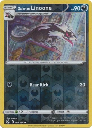 Pokemon Card Fusion Strike 160/264 Galarian Linoone Reverse Holo Uncommon