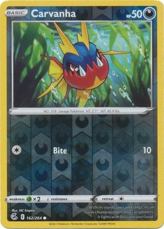 Pokemon Card Fusion Strike 162/264 Carvanha Reverse Holo Common