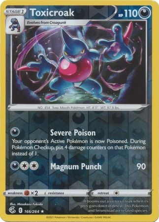 Pokemon Card Fusion Strike 166/264 Toxicroak Reverse Holo Rare