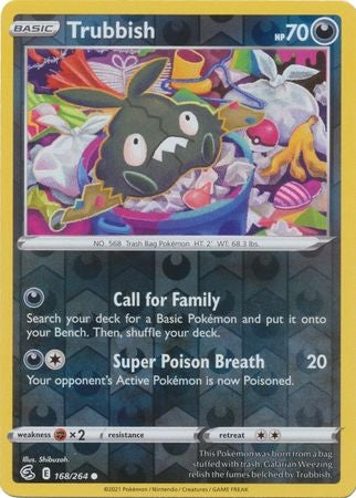 Pokemon Card Fusion Strike 168/264 Trubbish Reverse Holo Common