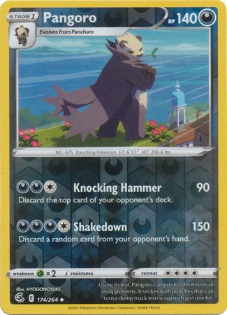 Pokemon Card Fusion Strike 174/264 Pangoro Reverse Holo Uncommon