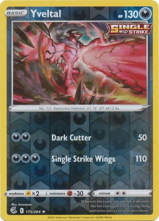 Pokemon Card Fusion Strike 175/264 Yveltal Reverse Holo Rare