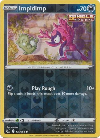 Pokemon Card Fusion Strike 176/264 Impidimp Reverse Holo Common