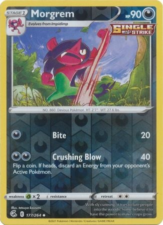 Pokemon Card Fusion Strike 177/264 Morgrem Reverse Holo Gelegentlich