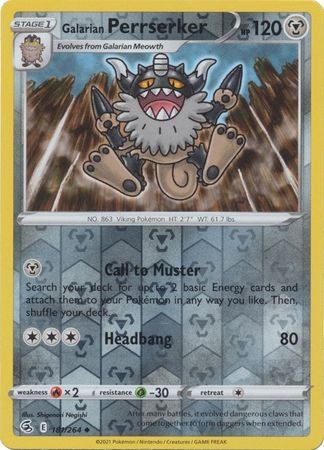 Pokemon Card Fusion Strike 181/264 Galarian Perrserker Reverse Holo Usædvanligt