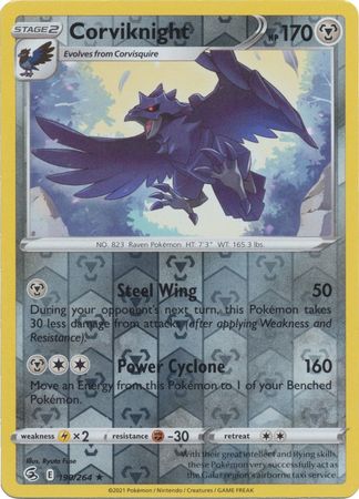 Pokemon Card Fusion Strike 190/264 Corviknight Reverse Holo Rare