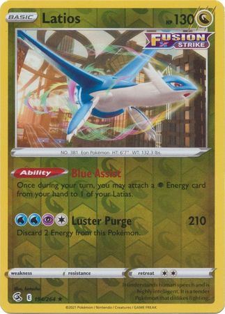 Pokemon Card Fusion Strike 194/264 Latios Reverse Holo Rare