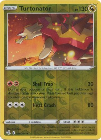 Pokemon Card Fusion Strike 198/264 Turtonator Reverse Holo Uncommon