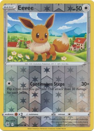 Pokemon Card Fusion Strike 205/264 Eevee Reverse Holo Common