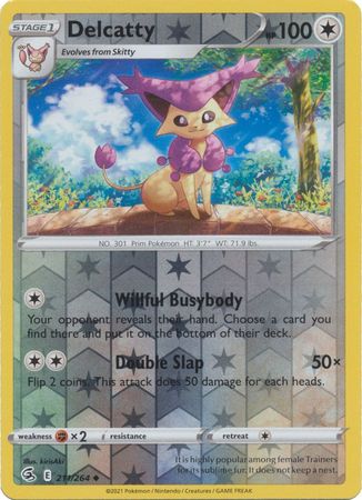 Pokemon Card Fusion Strike 211/264 Delcatty Reverse Holo Uncommon