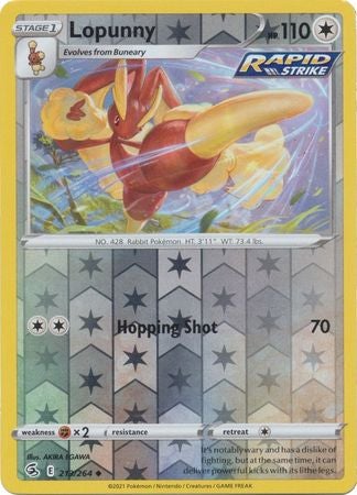 Pokemon Card Fusion Strike 213/264 Lopunny Reverse Holo Uncommon