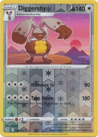 Pokemon Card Fusion Strike 215/264 Diggersby Reverse Holo Uncommon