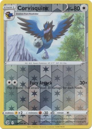 Pokemon Card Fusion Strike 220/264 Corvisquire Reverse Holo Uncommon