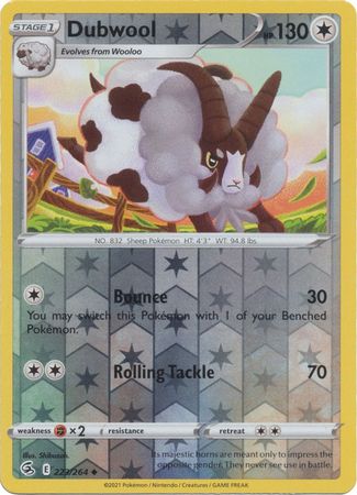 Pokemon Card Fusion Strike 223/264 Dubwool Reverse Holo Common