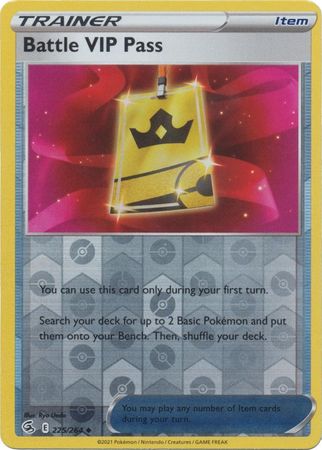 Pokemon Card Fusion Strike 225/264 Battle VIP Pass Reverse Holo Uncommon