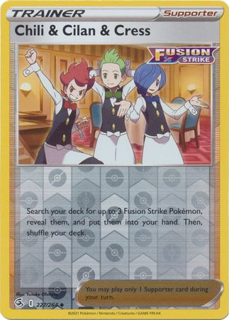 Pokemon Card Fusion Strike 227/264 Chili & Cilan & Cress Reverse Holo Uncommon