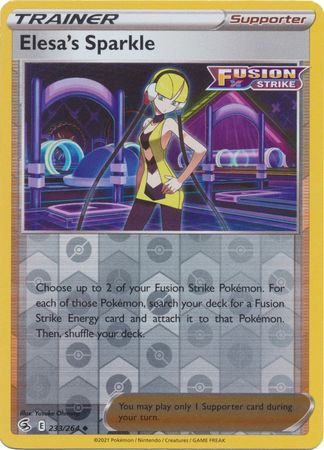 Pokemon Card Fusion Strike 233/264 Elesa's Sparkle Reverse Holo Uncommon