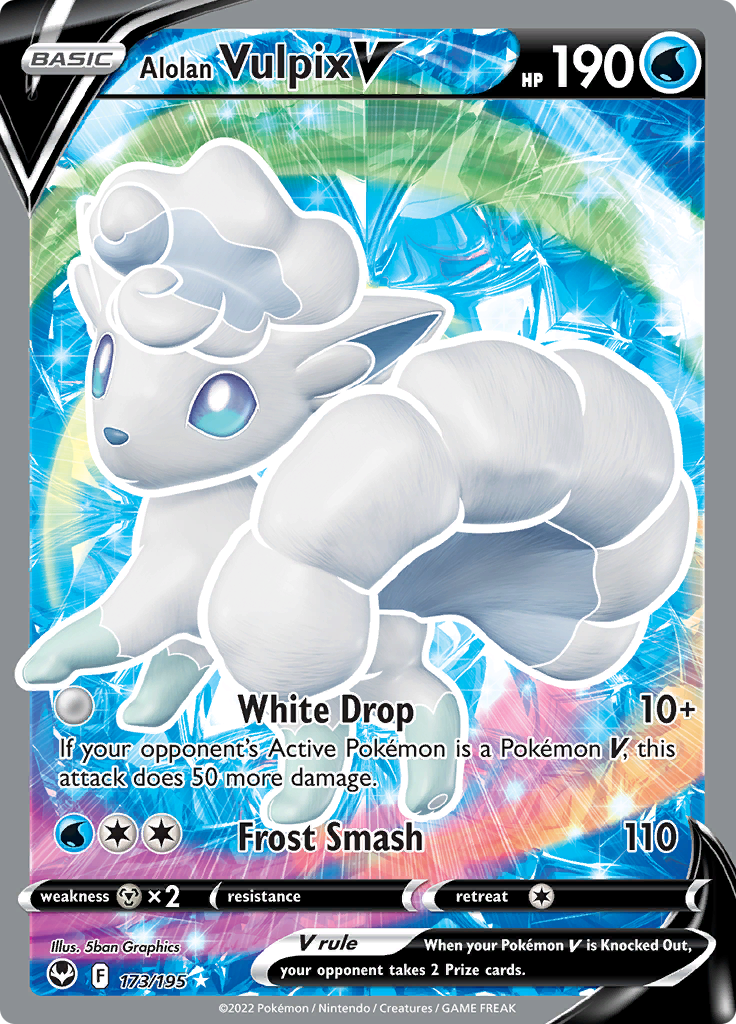 (S) Pokemon Card Silver Tempest 173/195 Alolan Vulpix V Full Art *MINT*