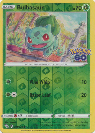 Pokemon Card Pokemon Go 1/78 01/78 Bulbasaur Reverse Holo Common *MINT*