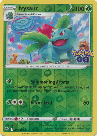 Pokemon Card Pokemon Go 2/78 02/78 Ivysaur Reverse Holo Uncommon *MINT*