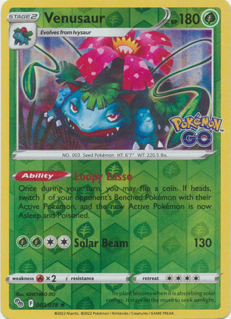 Pokemon Card Pokemon Go 3/78 03/78 Venusaur Reverse Holo Rare *MINT*