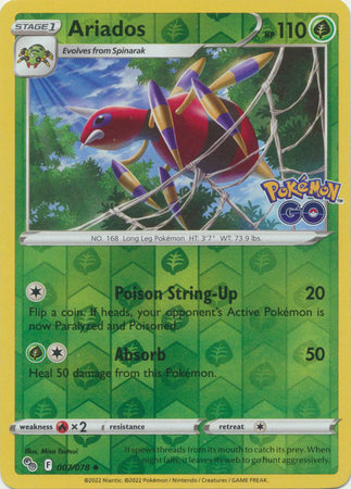 Pokemon Card Pokemon Go 7/78 07/78 Ariados Reverse Holo Uncommon *MINT*