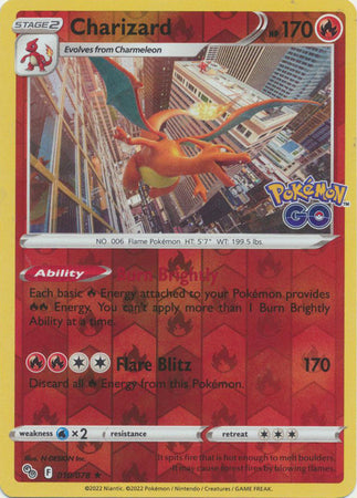 Pokemon Card Pokemon Go 10/78 Charizard Reverse Holo Rare *MINT*