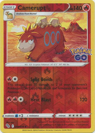 Pokemon Card Pokemon Go 14/78 Camerupt Reverse Holo Uncommon *MINT*