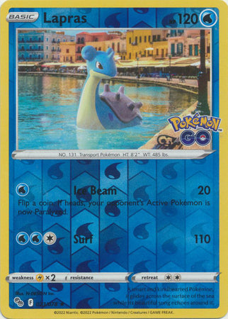 Pokemon Card Pokemon Go 23/78 Lapras Reverse Holo Rare *MINT*