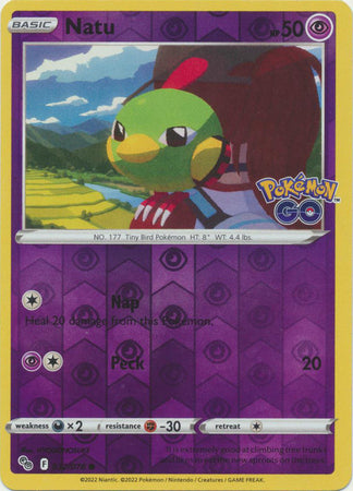 Pokemon Card Pokemon Go 32/78 Natu Reverse Holo Common *MINT*