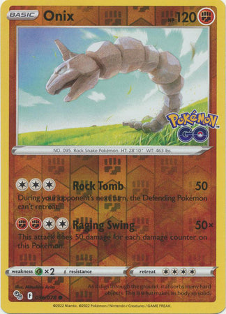 Pokemon Card Pokemon Go 36/78 Onix Reverse Holo Common *MINT*