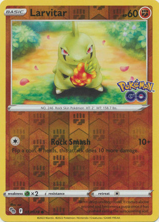 Pokemon Card Pokemon Go 37/78 Larvitar Reverse Holo Common *MINT*