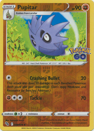 Pokemon Card Pokemon Go 38/78 Pupitar Reverse Holo Uncommon *MINT*