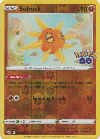 Pokemon Card Pokemon Go 39/78 Solrock Reverse Holo Uncommon *MINT*