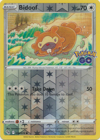 Pokemon Card Pokemon Go 59/78 Bidoof Reverse Holo Common *MINT*