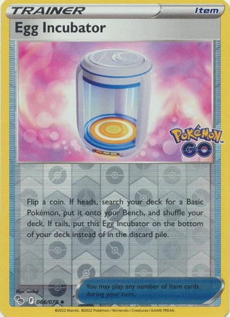 Pokemon Card Pokemon Go 66/78 Egg Incubator Item Reverse Holo Uncommon *MINT*