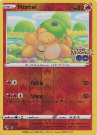 Pokemon Card Pokemon Go 13/78 Numel (Ditto) Reverse Holo Common UNPEELED *MINT*