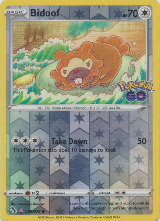 Pokemon Card Pokemon Go 59/78 Bidoof (Ditto) Reverse Holo Common UNPEELED *MINT*