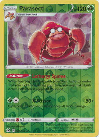 Pokemon Card Lost Origin 005/196 5/196 Parasect Reverse Holo Rare *MINT*