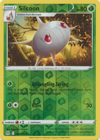 Pokemon Card Lost Origin 007/196 7/196 Silcoon Reverse Holo Uncommon *MINT*