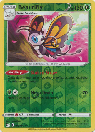 Pokemon Card Lost Origin 008/196 8/196 Beautifly Reverse Holo Rare *MINT*