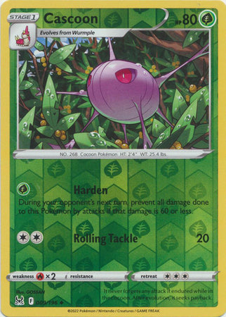 Pokemon Card Lost Origin 009/196 9/196 Cascoon Reverse Holo Uncommon *MINT*