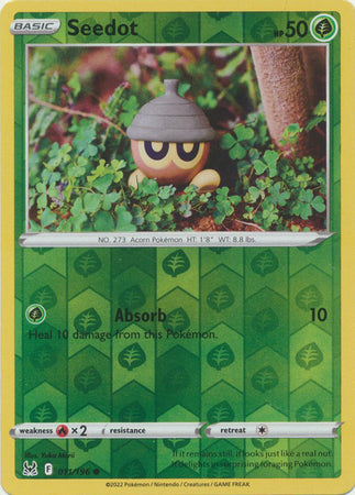 Pokemon Card Lost Origin 011/196 11/196 Seedot Reverse Holo Common *MINT*