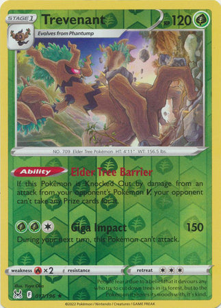 Pokemon Card Lost Origin 017/196 17/196 Trevenant Reverse Holo Rare *MINT*