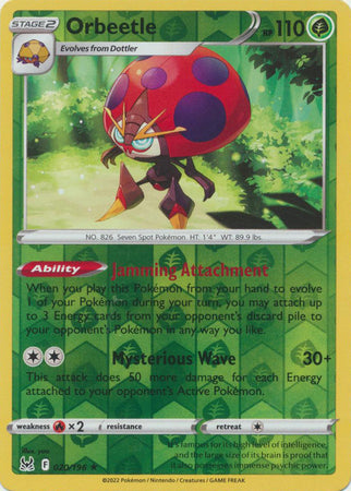 Pokemon Card Lost Origin 020/196 20/196 Orbeetle Reverse Holo Rare *MINT*